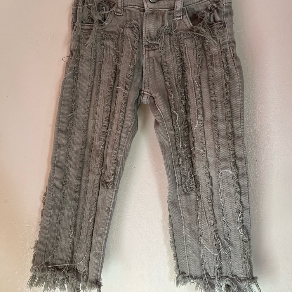 3t toddler valabasas play denim jeans stacked flared frayed bottoms